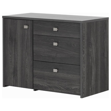 South Shore Interface Storage Unit With File Drawer, Gray Oak