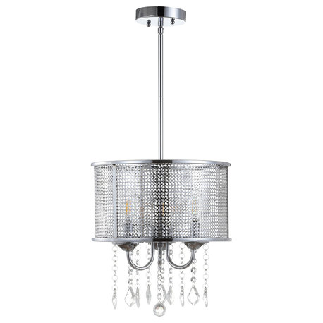 JONATHAN Y Lighting JYL7465 3 Light 13"W LED Crystal Drum - Chrome