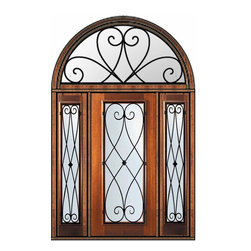 Prehung Sidelights-Transom Door 80 Mahogany Charleston Full Lite - Front Doors
