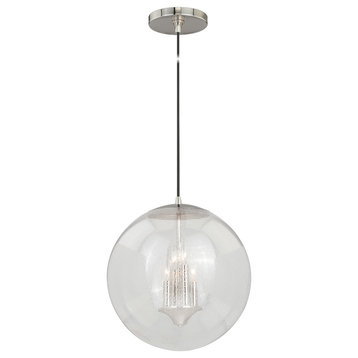 630 Series 15-3/4" Pendant Polished Nickel Clear Seeded Glass
