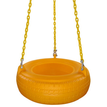 Plastic Tire Swing With Coated Chain, Yellow