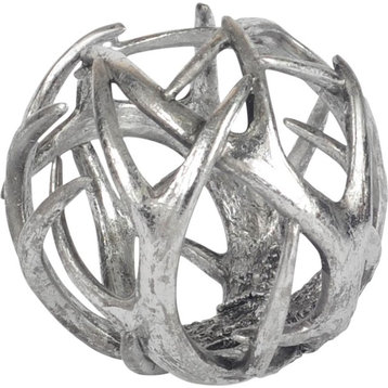 Ramus IV (Large) Silver Antler Shaped Decorative Orb Ball