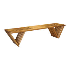 GloDea Backless Wood Bench, 72", Light Brown