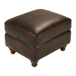 Brookshire Leather Ottoman - Footstools And Ottomans