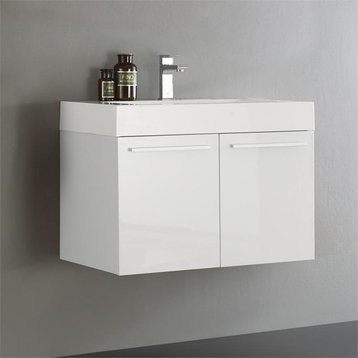Fresca Vista 30" Integrated Sink Modern Wood Bathroom Cabinet in White