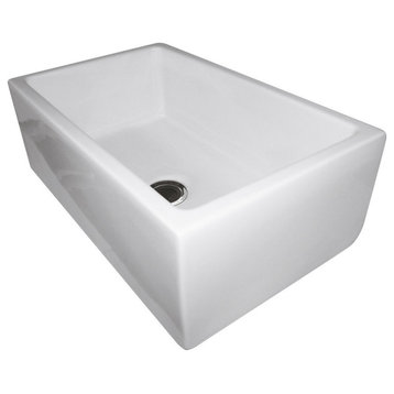 Reversible Smooth/Fluted Single Bowl Fireclay Farm Sink, White, 30"