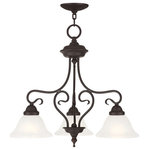 Livex Lighting - Coronado Convertible Chain-Hang Dinette and Ceiling Mount, Bronze - Classic bronze three light chandelier paired with white alabaster glass. Timeless in its vintage appeal, this light is stylish for both new and restored homes.