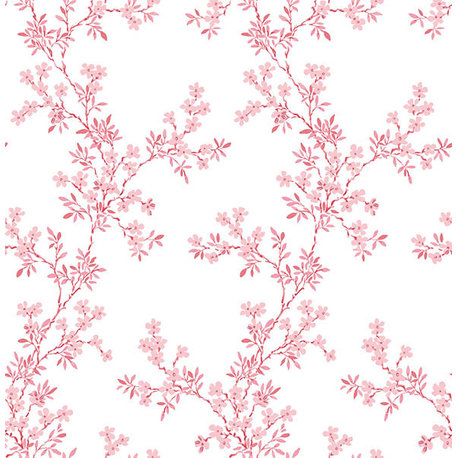 Modern Floral Vine Wallpaper, Pink and Dusty Rose, Bolt