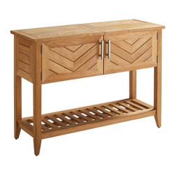 Westport Console with Beverage Tub in Natural Teak - Patio Furniture And Outdoor Furniture