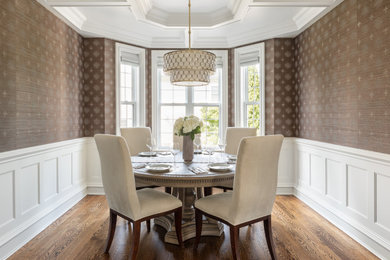Example of a transitional dining room design in New York