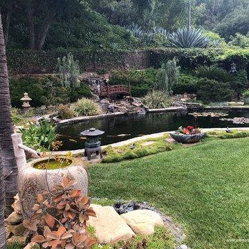 Bel Air - Naturalistic 20'x40' Koi Pond with Landscaping & Bridge