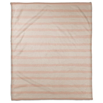 Cream Stripes on Pink 50x60 Coral Fleece Blanket