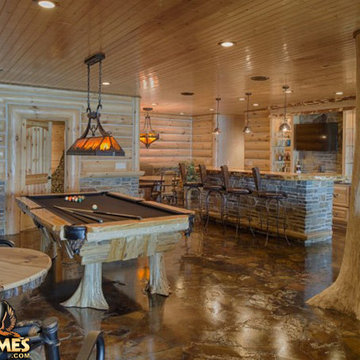 Finished lower level rustic basement Lakehouse 4166AL by Golden Eagle