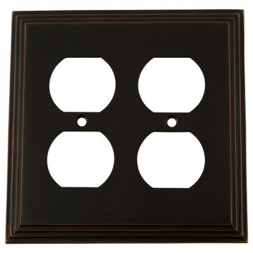 NW Deco Switch Plate With Double Outlet, Timeless Bronze