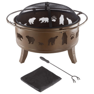 Pure Garden 5-PieceFire Pit With Bear Cutouts, Gold