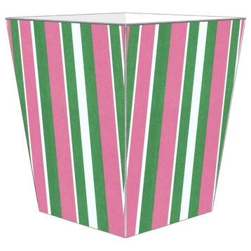 Cabana Stripe Pink and Green Wastepaper Basket
