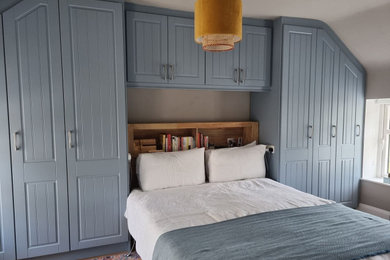Denim Wardrobe Oak Bed with Silver Handles