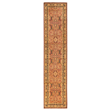 Wundwin One-of-a-Kind Hand-Knotted Runner Orange, 2'8"x12'1"