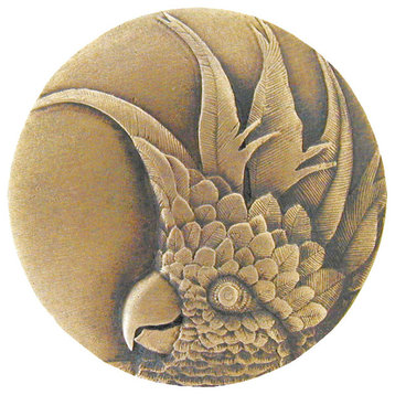 Small Cockatoo Knobs, Right, Antique-Style Brass