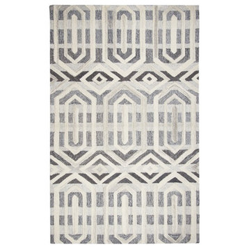 Alora Decor Makalu 3' x 5' Geometric Gray/Natural Hand-Tufted Area Rug