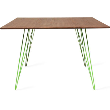 Williams Square Dining Table - Green, Large, Walnut