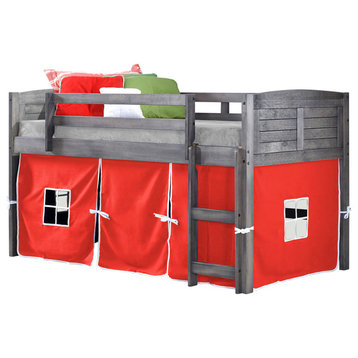 Donco Kids Howlitz Low-Loft Bed With Red Tent, Twin