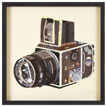 "SLR Camera" Hand Made Dimensional Collage Framed Wall Art Under Glass