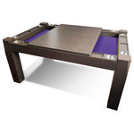 Game Theory Tables - Origins American Walnut Game Table, With Dining Top, Purple - Sophisticated and elegant premium board game table that blends performance with modern design aesthetics. We make board game tables that bring friends and family together for unforgettable game nights.