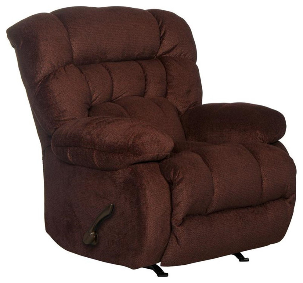 Johnson Chaise Rocker Recliner in Cranberry Red Polyester Fabric ...