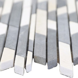 Grey and White ZigZag Stone Tile Mosaics - Home Accessories & Decor