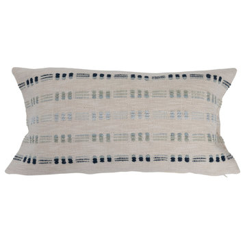 Woven Cotton Lumbar Pillow With Embroidery
