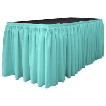 LA Linen Polyester Poplin Table Skirt, Light Turquoise, 204"x29"