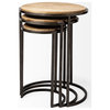 Glover Medium Brown Solid Wood w/ Black Metal Base Nesting Accent Tables