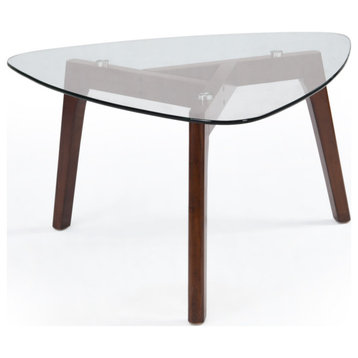 Mosier Mid-Century Modern Coffee Table With Glass Top, Walnut