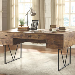 Coaster 800999 Brown Office Desk with 4 Drawers - Desks And Hutches