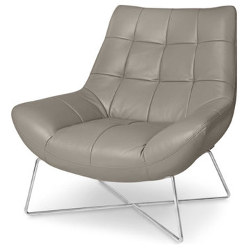 Medici Tufted Leather Modern Accent Chair - Gray