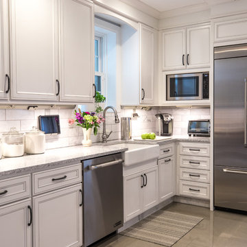 Bright Traditional White Kitchen Remodel | Timeless Cabinetry & Farmhouse Sink