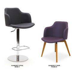 Glamour P Barstool with Matching Glamour P Chair - Bar Stools and Kitchen Stools