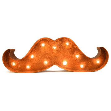 Small Rusted Mustache Steel Marquee Light by Iconics
