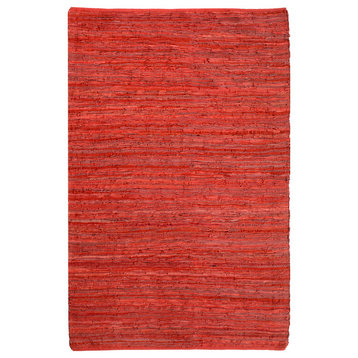 Red Matador Leather Chindi Rug, 9'x12'