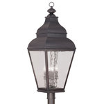Livex Lighting - Exeter Outdoor Post Lantern, Bronze - Stately and classic this outdoor wall lantern offers plenty of stylish illumination for your home's exterior. Finished in charcoal with clear water glass this design is made of solid brass.