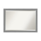 Brushed Nickel Beveled Bathroom Wall Mirror - 39.5 x 27.5 in.