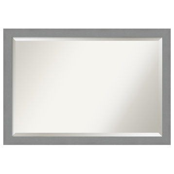 Brushed Nickel Beveled Bathroom Wall Mirror - 39.5 x 27.5 in.