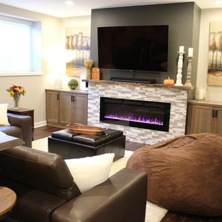 Design ideas for a farmhouse home cinema in Milwaukee.