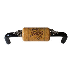 Wine Cabinet Drawer Pulls Houzz Vine Designs Barolo Series Black Handle Oak Cork Silver G Accents 4