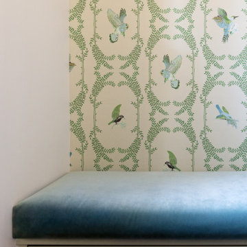 Custom bench and wall paper for Entry
