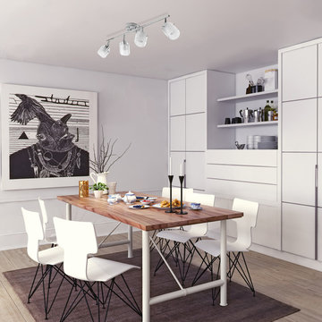 Sydney 4-Light Track Lighting, Chrome Finish, Clear Glass and White Glass Shade