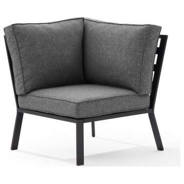 Clark Outdoor Metal Sectional Corner Chair Charcoal/Matte Black