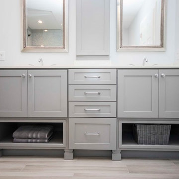 Grey and White Master Bathroom Suite, Cranston,MA