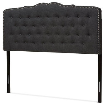 Lucy Modern and Contemporary Dark Gray Fabric Queen Size Headboard